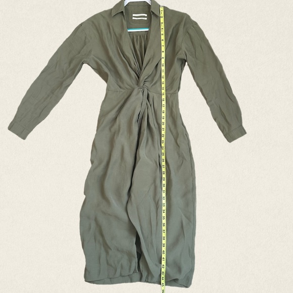 Anthropologie Long Sleeve V-Neck Knot Front Midi Dress - Picture 8 of 15